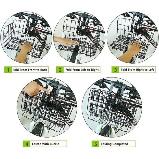 Opvouwbare fietsmand, roestbestendige afneembare fietsmand, eenvoudig te installeren op het voorstuur en de achterbank voor mountainbike-accessoires, framemand, fietstas, bagagerek