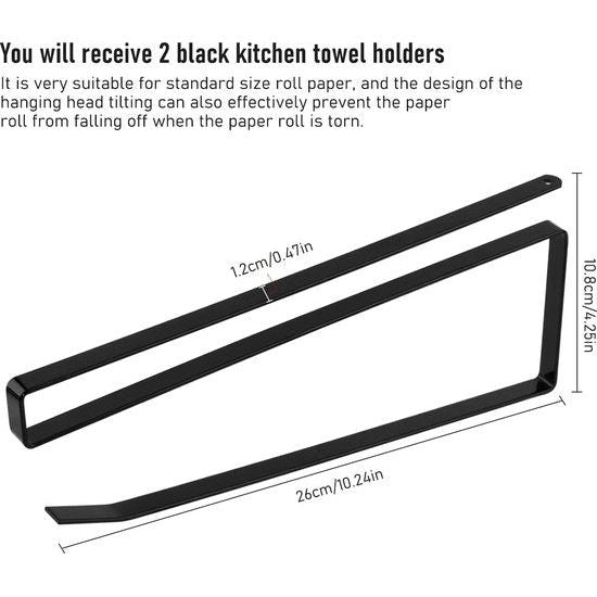 2 stuks keukenrolhouder zonder stansen, rolhouder, wandgemonteerde papierrolhouder handdoekhouder schuifrek voor badkamer, keuken (zwart)