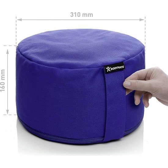 BODYMATE Yogakussen rond boekweit-spelt vullingmachinewasbare overtrek van 100% extra dik katoen meditatiekussen zitkussen