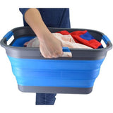 Collapsible Plastic Laundry Basket 30L Collapsible Storage Bin Organizer Space Saving Basket Water Capacity 24L