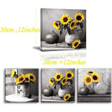 Zonnebloem foto canvas foto canvas zonnebloemen verlangen naar zon kunstdrukken op canvas schilderij woondecoratie voor woonkamer slaapkamer hal muur Kerstmis 30 x 30 cm 3-delige set