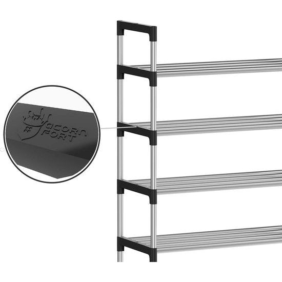 6-laags zilveren verstelbare schoenenrekken, schoenenopslag, hoge schoenenrek, organizer, plankhouder, standaard voor 18 paar schoenen, 56 x 30 x 110 cm, extra robuuste constructie