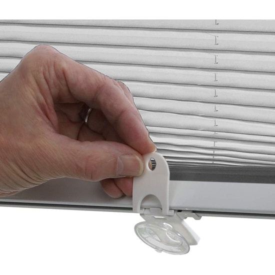 Solo Roof Window Pleated Blind, No Drilling Required, with Suction Cups, Opaque Folding Roller Blind, Includes All Mounting Parts, 36.3 x 80 cm, Grey