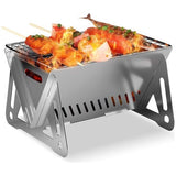 Campinggrill Vouwgrill, Houtskoolgrill Picknickgrill Roestvrij staal Draagbare Campinggrill Afneembare BBQ-grills voor buitentuinfeestpicknick voor 1-2 personen (21 x 16 x 12 cm)