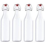 2,4 of 6 x 1 liter beugelfles/fles met beugelsluiting/lege glazen fles met beugelsluiting/wijnfles/fles voor sterke drank/glazen fles voor azijn/olie 1000 ml van , wit