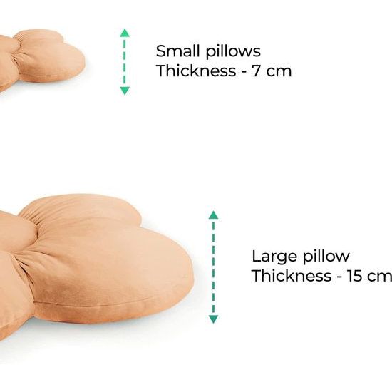 Bloemenset grote bloemvloerkussens, pluche, comfortabel zitkussen, voor slaapkamer woonkamer kinderkamer, unieke decoratie, zacht knuffelkussen, velours, beige, 55 cm, 98 cm.