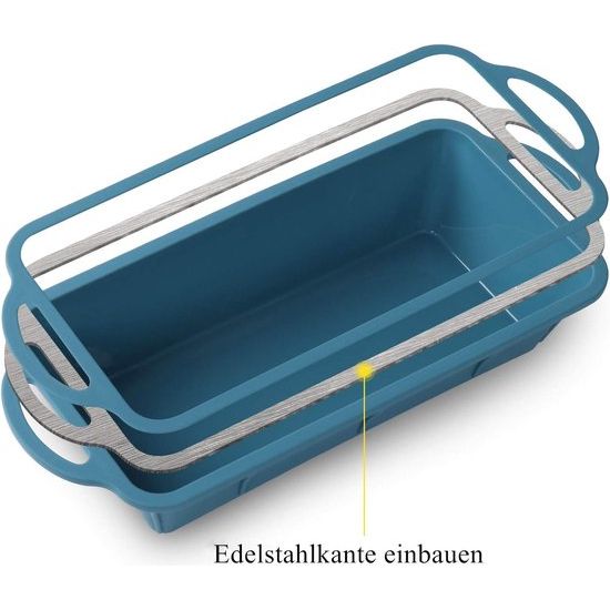 Broodbakvorm, siliconen broodvorm met roestvrijstalen frame, antiaanbakvorm voor taarten en brood, broodbakvormen, broodvorm, koning cakevorm