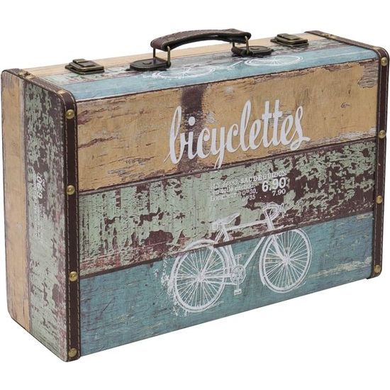 Vintage koffer van hout - 38 x 26 x 13 cm - groot deco - Fiets