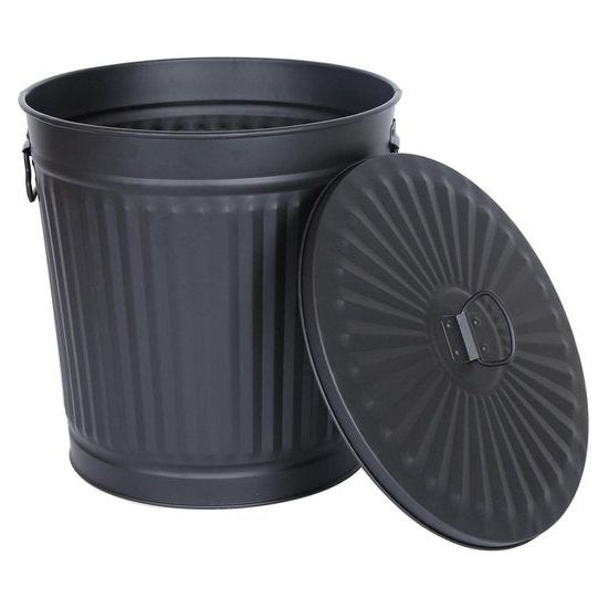 Vuilnisbak met handvatten Mat zwart Ø 21,5 cm, hoogte 21,5 cm
