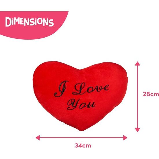 Rode Hartkussen met spreuk, knuffelkussen, 34 x 28 cm - Ik hou van jou cadeau voor Valentijnsdag, Verjaardagen en Moederdag.