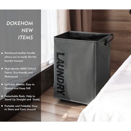 Grote opvouwbare wasmanden met wielen, opvouwbare waszakken, kledingtas