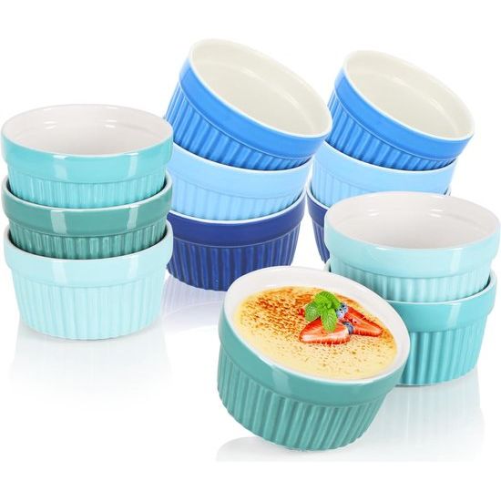 Soufflé vormpjes, crème brûlée-schaaltjes van keramiek, ovenvaste vormpjes, dessertvormpjes voor bijvoorbeeld pasteitjes