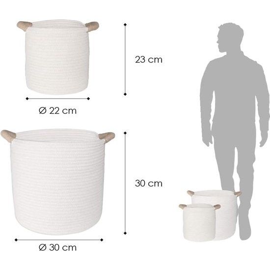 Set van 2 opbergmanden – opbergruimte en organisatie voor de gang, badkamer, slaapkamer en woonkamer of als speelgoedorganizer in de kinderkamer