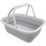 Opvouwbare kuip van 9,2 liter met handvat - Draagbare picknickmand voor buiten - Opvouwbare boodschappentas - Ruimtebesparende opslagcontainer (grijs)
