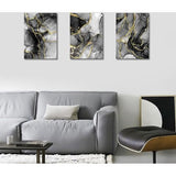 3 stuks grijs zwart goud marmer met lijst canvas foto's abstract aquarel inkt lijnen foto op canvas schilderij wandafbeeldingen wanddecoratie woonkamer slaapkamer decoraties 120 x 60 cm (16 inch x 24