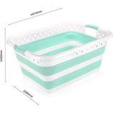 ruimtebesparende rechthoekige opvouwbare wasmand 45L wit roze