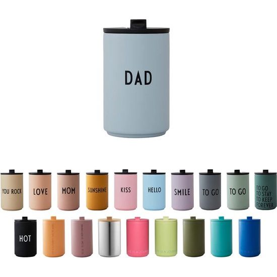 Thermo Cup Grijs DAD BPA-vrij 350 ml koffiemok to Go roestvrijstalen reismokdeksel met eenvoudig openings-/sluitsysteem Scandinavisch design