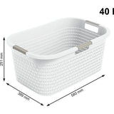 Country Wasmand 40 L, Kunststof (PP) BPA-vrij, Maretak Wit, 40 L (58,0 x 38,9 x 25,1 cm)