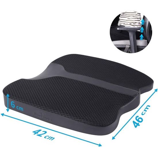 Autostoelkussen, traagschuim zitkussen, comfortabel en ademend kussen voor auto, thuis, bureaustoelen, rolstoelen (zwart)