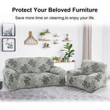 Sofa Cover 4 Seater Elastic Stretch Spandex Sofa Throws Sofa Hoes Antislip Wasbare Sofa Protector Bank Cover voor Sofa met armleuningen, Leaf Style