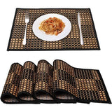 Bamboe placemats voor eettafel, placemats set van 4, vlekbestendige, hittebestendige placemats, duurzame en robuuste eetplacemats voor keukentafel (30 x 44 cm, zwart)