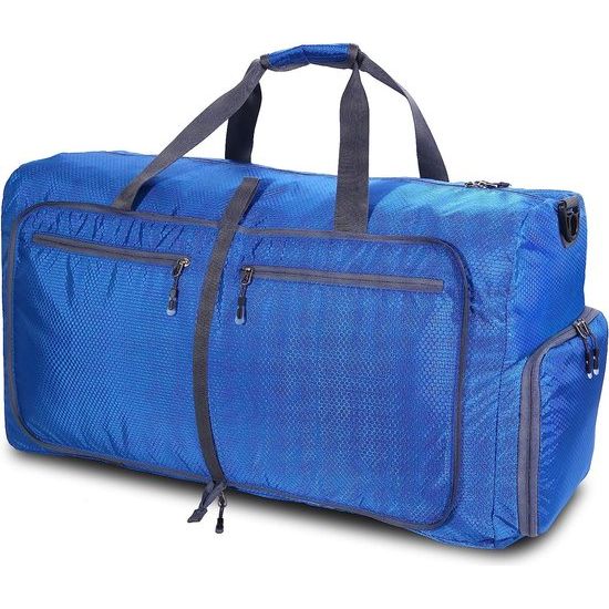 Reistas, lichte, opvouwbare reistas, 85 liter, duffeltas, weekendtas, sporttas, voor reizen, sport, gym, vakantie, blauw