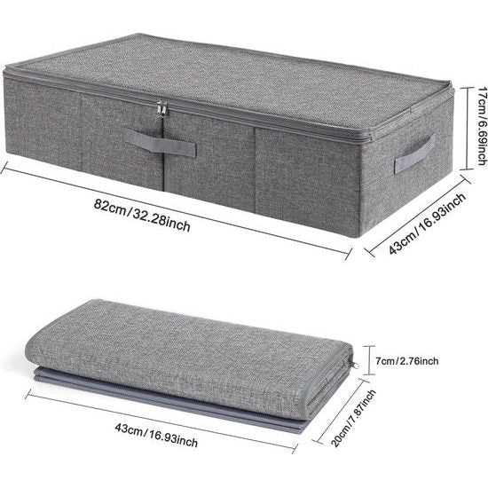 Onderbedopbergmand Opvouwbare onderbedopbergmand van polyester 1-delig Bedbox met 3 handgrepen Opbergtas voor dekbedden, dekens, kleding, 82 x 43 x 17 cm