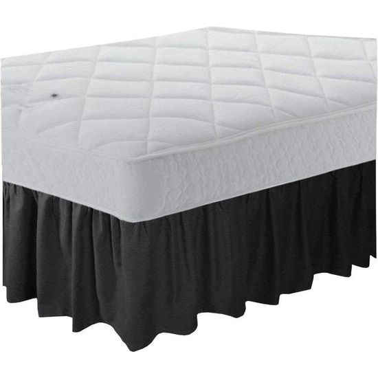 Bedrok Geborsteld polyester met DRIE stoffen zijkanten Elastisch stof Ruffle Gemakkelijke pasvorm met 15" drop polyester (zwart, enkel: 39*75 inch/100 x 190,5 cm)