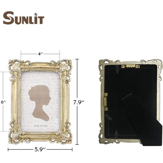 Fotolijst 10x15cm Antiek Glazen Voorkant Fotolijst Kunst Foto Display Tafel Muur Hangend Cadeau-ideeën 10x15cm