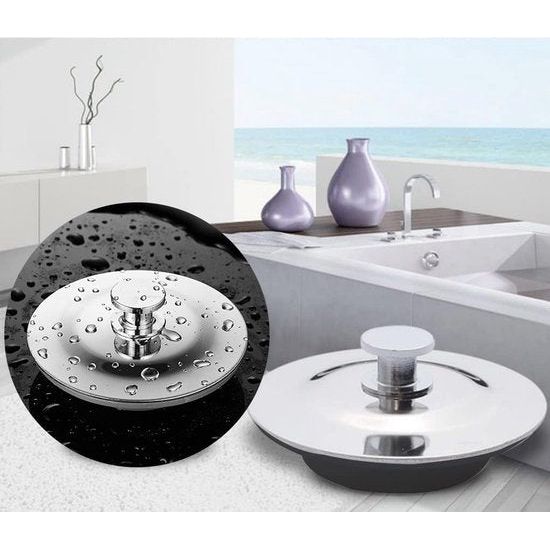 Afvoerstop, wastafelstop van roestvrij staal, universeel 42 mm-45 mm bovenkant aan de onderkant, badstop voor zwembaden, badkuipen