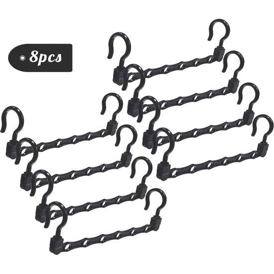 Kleerhangers Ruimtebesparend, 8 stuks Kleerhangers Kunststof kastorganizer - Multifunctioneel Duurzaam, antislip en bijgewerkte haken voor meer ophangruimte