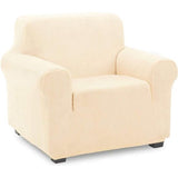 Fluwelen fauteuilhoes, zachte fluwelen pluche bankovertrek, stijlvolle luxe meubelhoezen, antislip, high stretch stoelhoes (1-zits, ivoor)