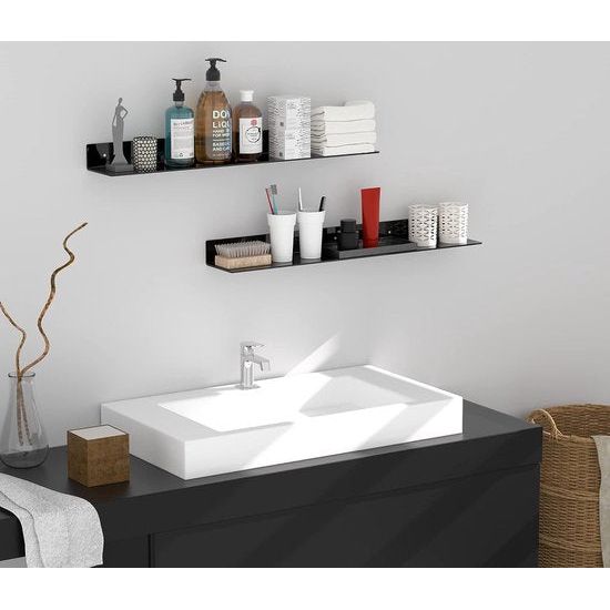 91,5 cm acryl lange wandrek, set van 2, zwart, aan de muur gemonteerd, acryl, badkamerrekken, display-organizer, drijvend rek voor fles, sinaasappel, specerijen, wijn, speelgoed, controller,