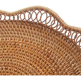 Rotan fruitmand, fruitschaal, natuurlijk geweven broodmand, broodschaal, rond, voor het serveren van gerechten, crackers, gebak, snacks (30 cm D x 9 cm H)