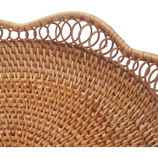 Rotan fruitmand, fruitschaal, natuurlijk geweven broodmand, broodschaal, rond, voor het serveren van gerechten, crackers, gebak, snacks (30 cm D x 9 cm H)