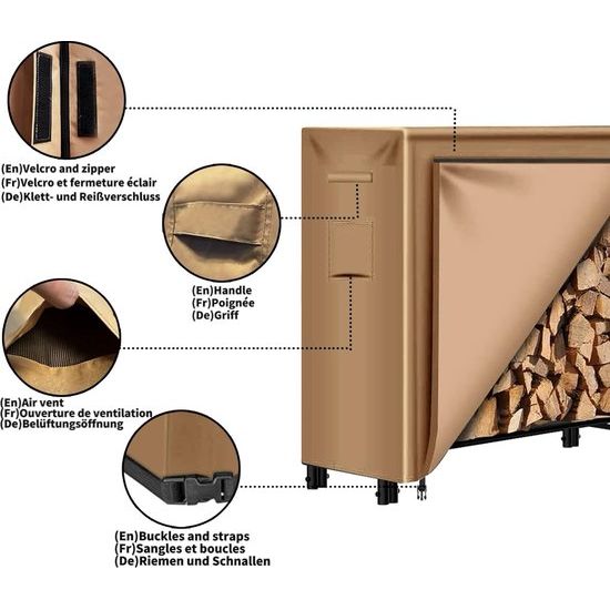 Brandhoutrek afdekking, duurzame waterdichte afdekking met winddichte designs, geschikt voor 183 cm