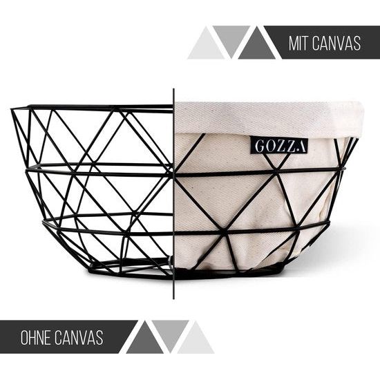 [2-in-1] fruitmand broodmand – met canvas inleg van 100% katoen – inzet is extreem robuust door weeftechniek – modern en tijdloos design