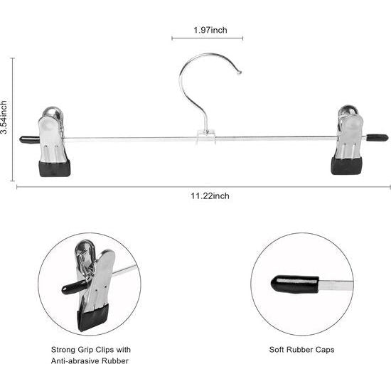 Metalen broekhangers, sterke chromen rokhangers met verstelbare clips, metalen broekhangers, ruimtebesparende kleerhangers voor broeken, sokken, rokken, 30 cm (12 inch), 40 stuks