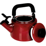 Moderno Rosso theeketel rood 2,1 l emaille ketel met pijp, wijnrode waterkoker gas inductie fluitketel