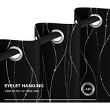 Zwart Gordijnen, Stippellijn Folie Afgedrukt Thermisch Geïsoleerde Verduisterende Gordijnen, Raambehandeling Gordijnen voor Slaapkamer, 117 x 138 cm(Breedte x Hoogte), 2 panelen