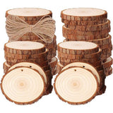 50 stuks houten schijven, rond 5-6 cm houten log schijven kit met gat onafgewerkte houten cirkels voor doe-het-zelf, knutselen, bruiloft, kerstdecoratie