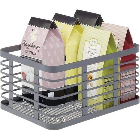 Universele mand voor het hele huis - Metalen opbergmand voor keuken, bijkeuken, badkamer enz. - Compacte en universele draadmand - Set van 3 - Grijs