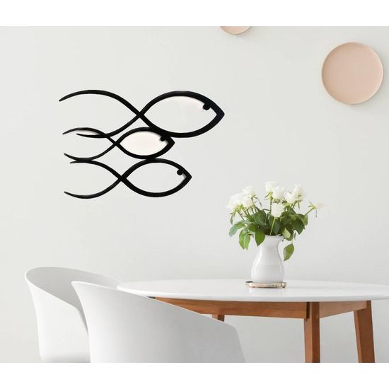Vis muurkunst, houten vis wanddecoratie, zwarte muursculptuur-ornament, minimalistische muurkunst, hangende decoratie