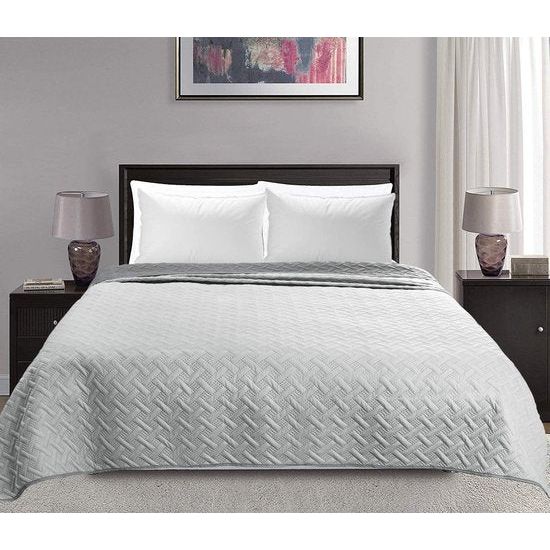 WOLTU Bedsprei Sprei met geometrisch patroon,dekbedovertrek patchwork omkeerbaar Zacht en aangenaam 170x210cm,Donkergrijs+Lichtgrijze BWP5025dgrM01