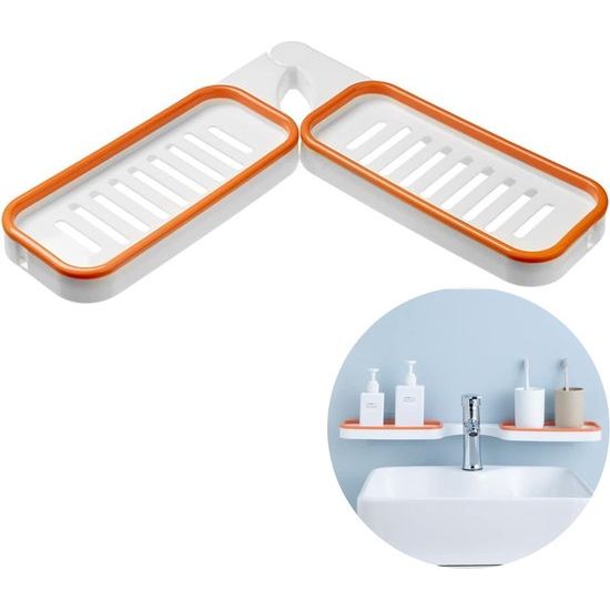 Shower Shelf Corner Shower Shelf No Drilling 180 Degree Rotation Shower Shelf for Hanging Long Lasting Adhesion Suitable for Kitchens and Bathroom Accessories 1 Piece White