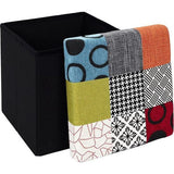 Patchwork opvouwbare kruk met opbergdoos 2 in 1 zitkruk