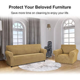 Bankhoes 1-zits - Stoel Sofa Cover - Elastic Stretch Spandex Hoes - Antislip Wasbare Protector en Cover met armleuningen - Camel