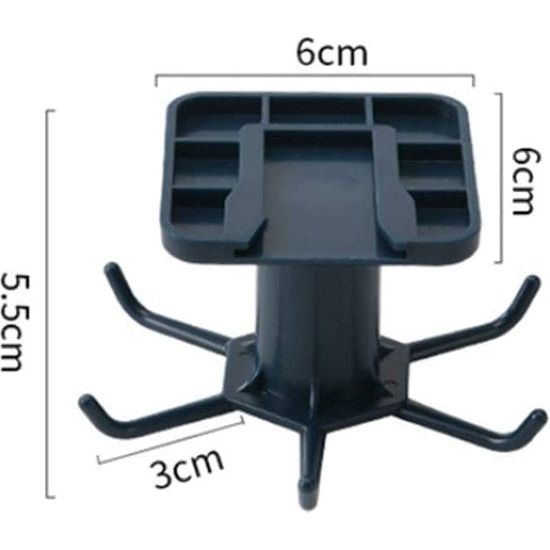 360° draaibare keukengereihaak, 2 stuks, haken voor keukengerei met 6 haken, geen boren, opbergrek, voor keuken/badkamer/garderobe, zwart