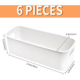 Opbergdoos, kunststof, 30 cm, 6 stuks, wit, kleine opbergmanden, dozen, nauwe opslag, organizer, box, manden, opslag voor keuken, badkamer, rek, kunststof doos