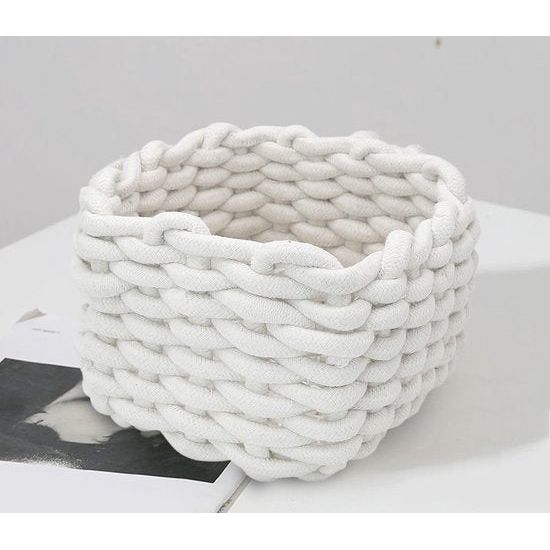 Opbergmanden, wit, stoffen mand, luiertafel, organizer, kleine mandjes voor thuis, badkamer, accessoires